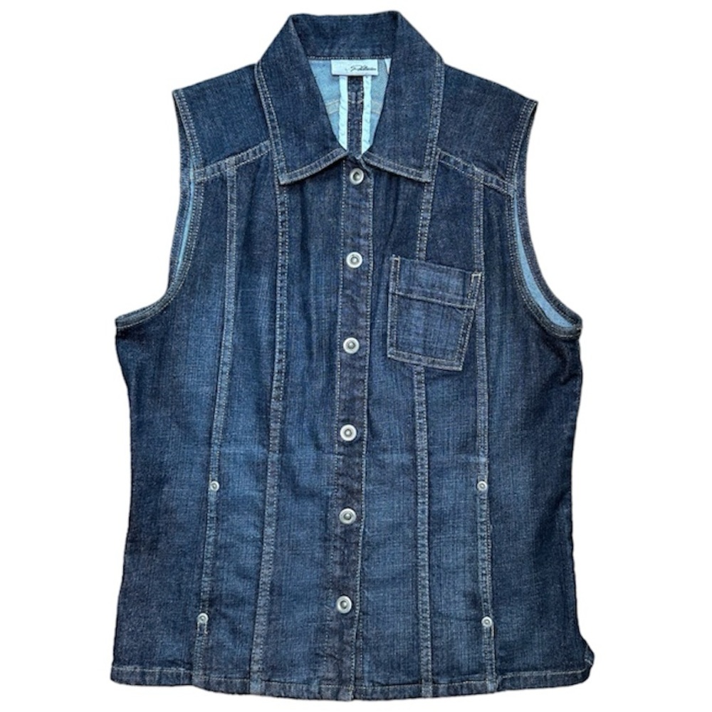 Chico's Platinum Blue Vest Sleeveless Zip Up Lightweight Layering Size Small